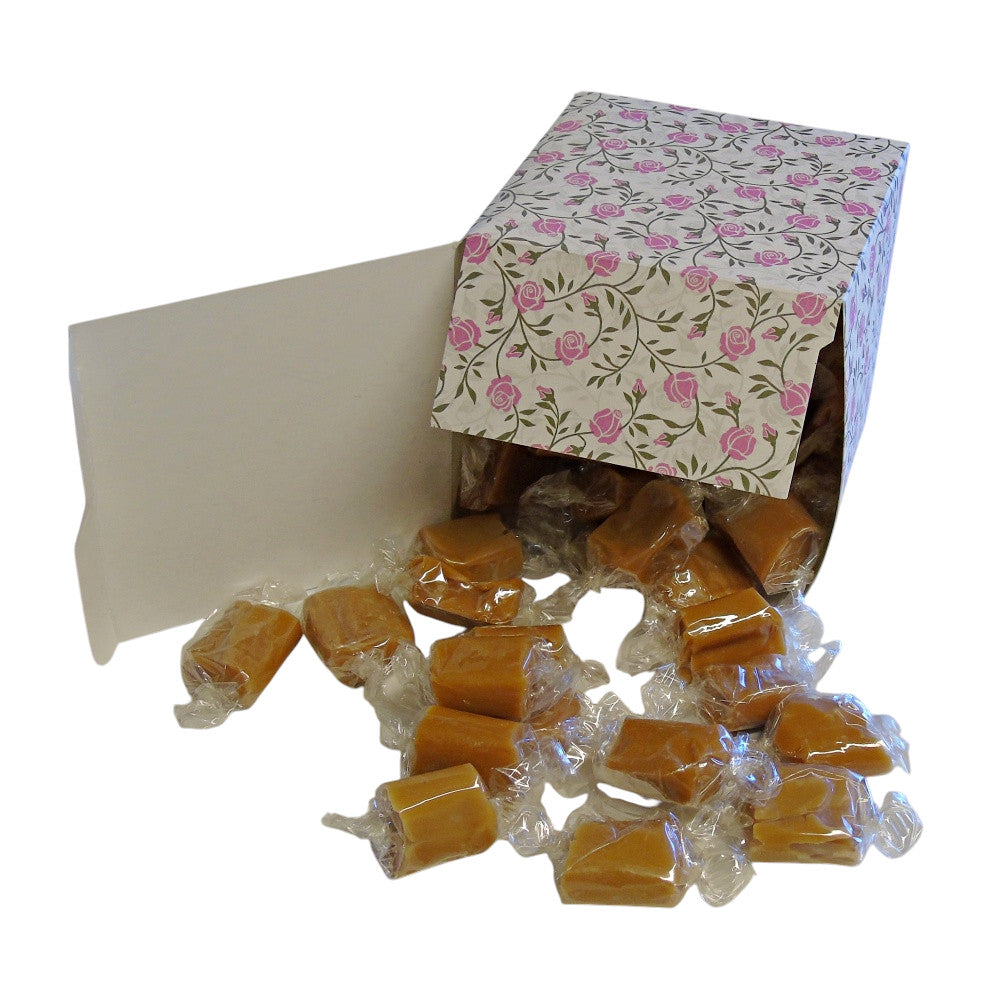 300g Square Flower Pattern Box of Bristows Salted Caramel Fudge