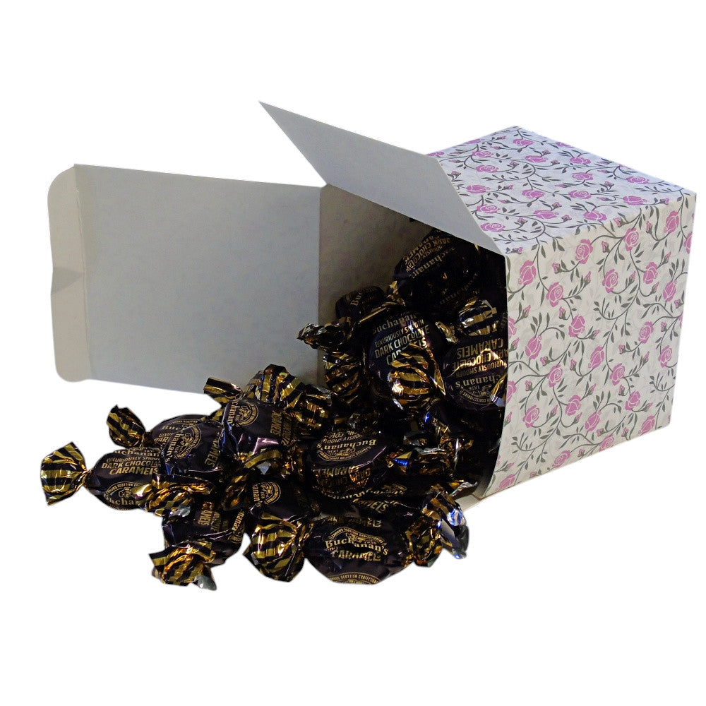 300g Square Flower Pattern Box of Buchanans Chocolate Caramel Toffees
