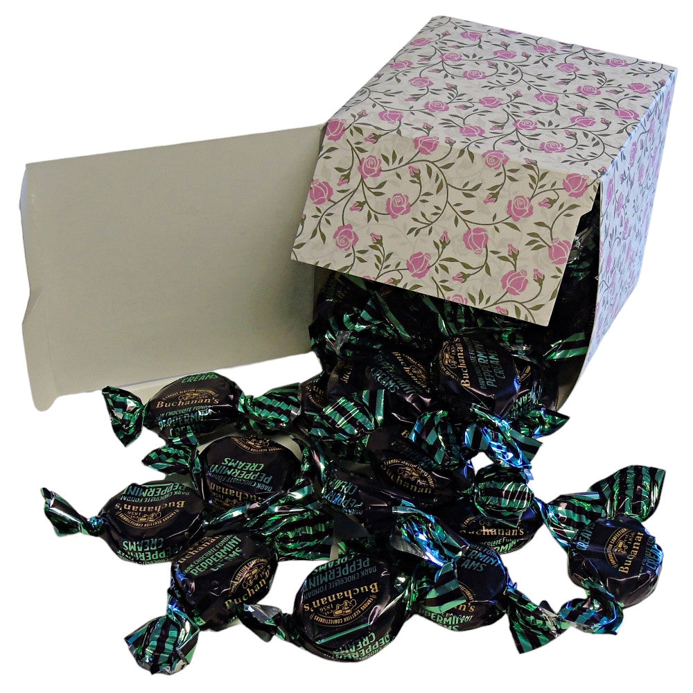 300g Square Flower Pattern Box of Buchanans Chocolate Peppermint Creams
