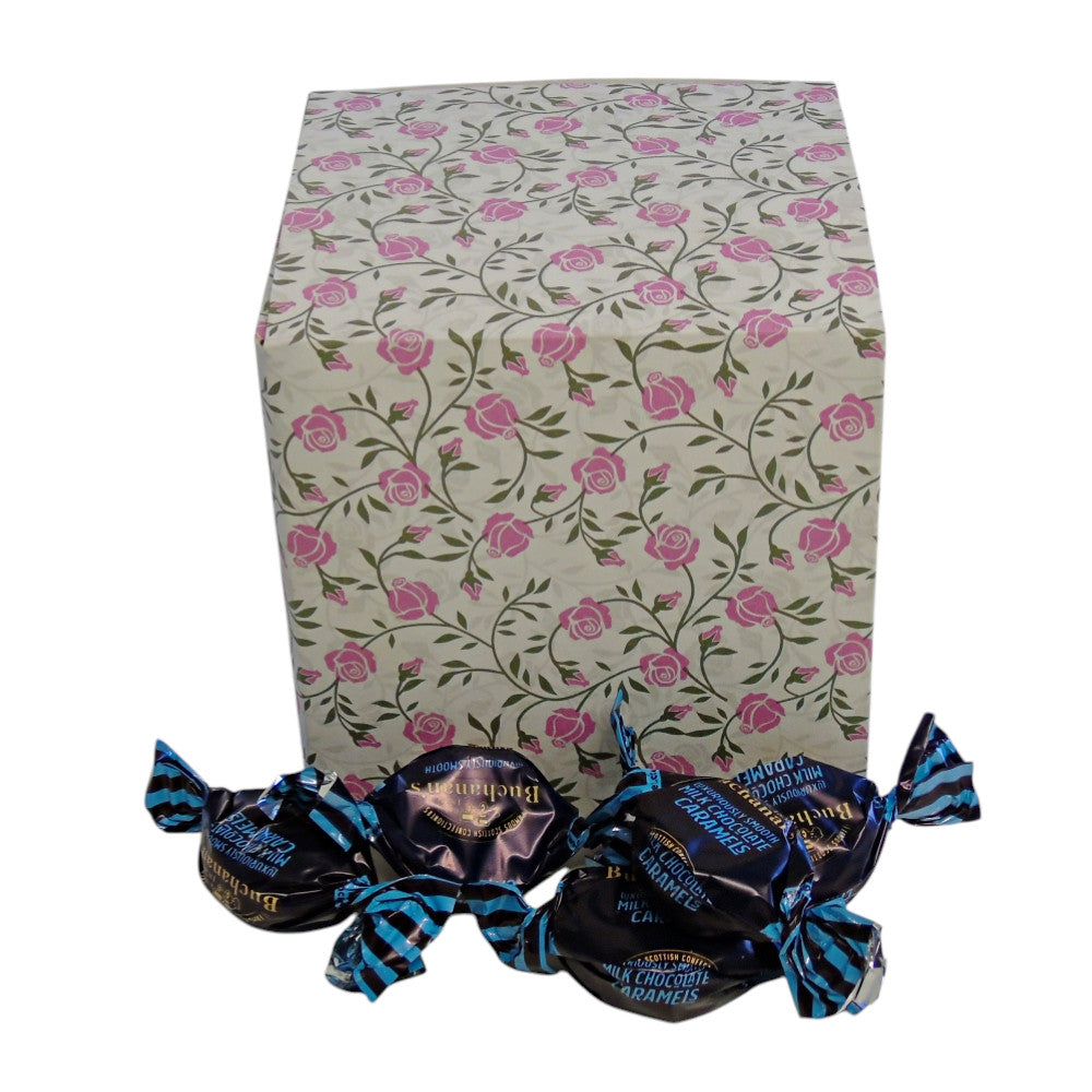 300g Square Flower Pattern Box of Buchanans Milk Chocolate Caramel Toffees