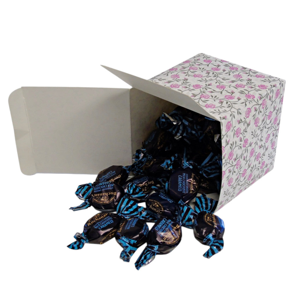 300g Square Flower Pattern Box of Buchanans Milk Chocolate Caramel Toffees