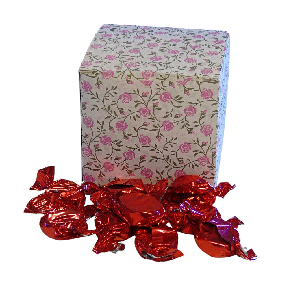 300g Square Flower Pattern Box of Buchanans Raspberry Caramel Toffee