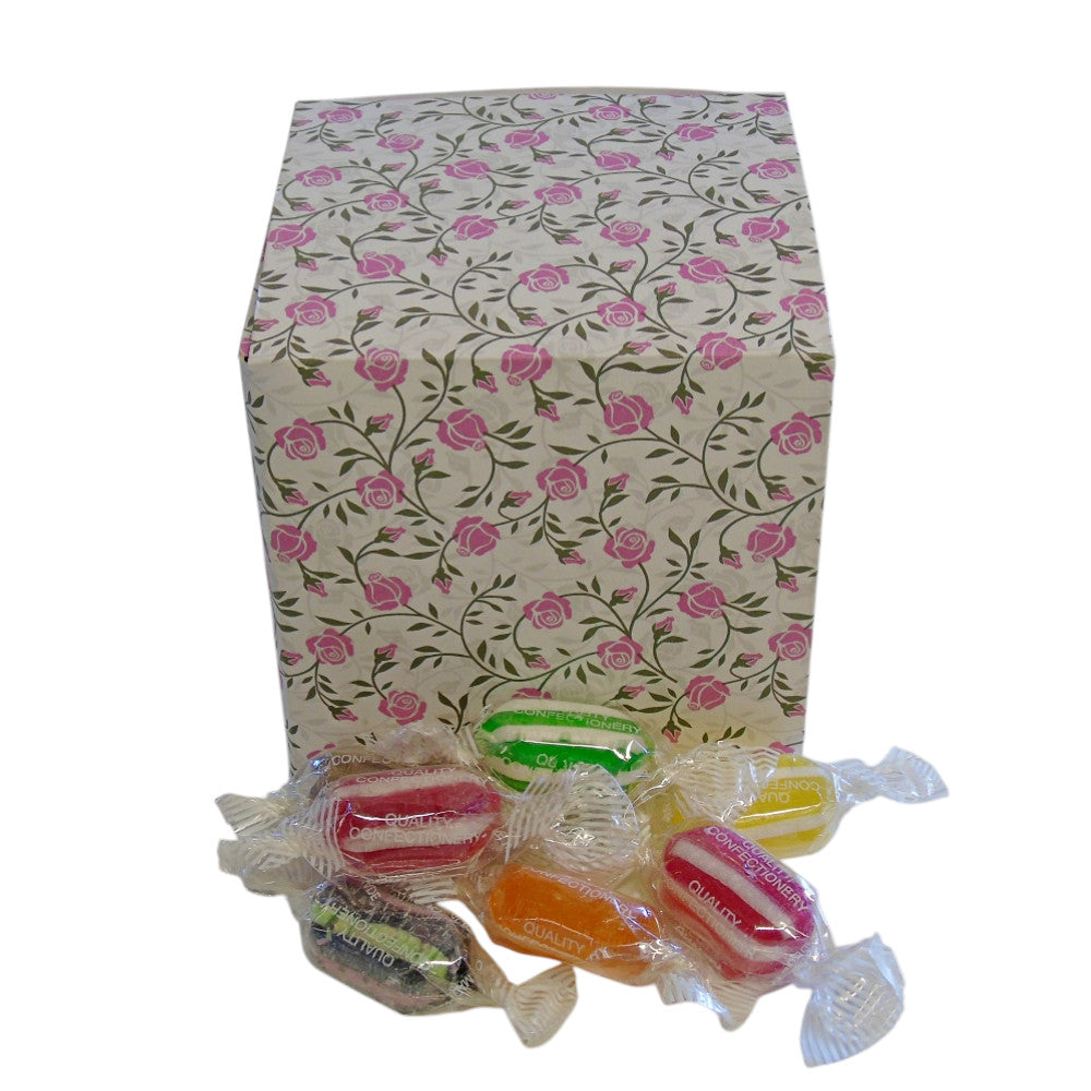 300g Square Flower Pattern Box of Buchanans Winter Mix Hard Boiled Sweets