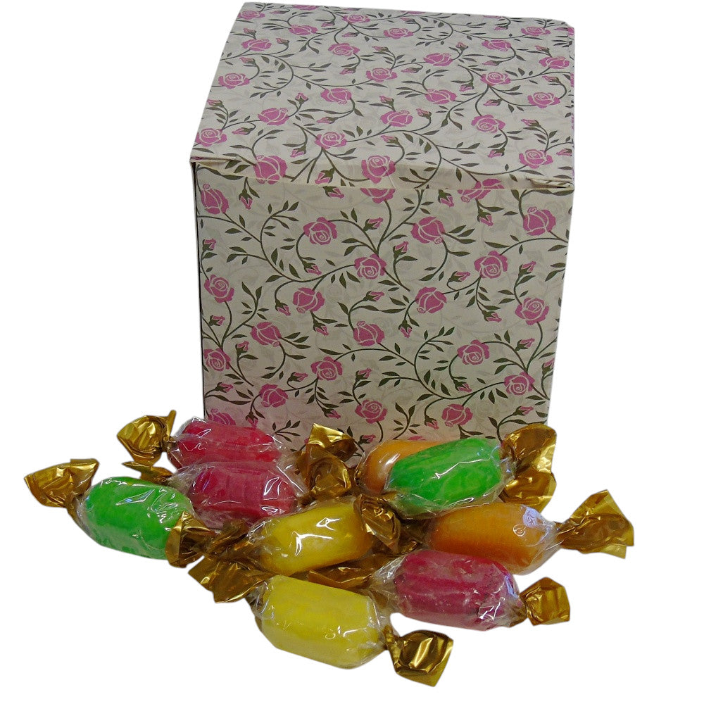 300g Square Flower Pattern Box of Chocolate Fruits Sweets