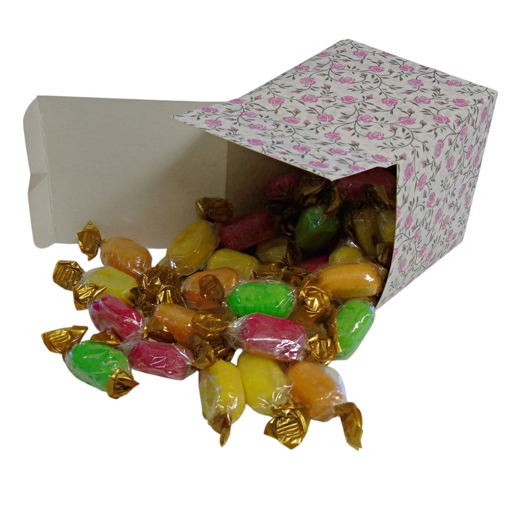 300g Square Flower Pattern Box of Chocolate Fruits Sweets