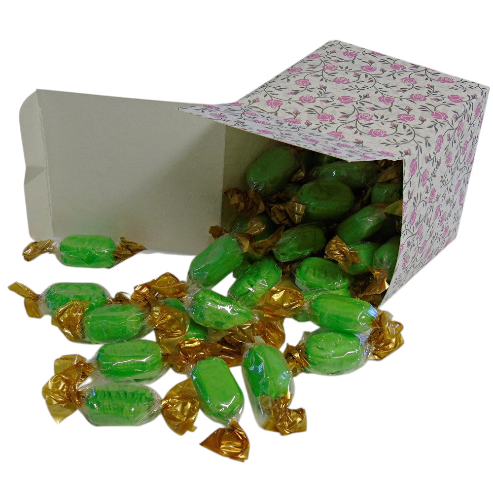300g Square Flower Pattern Box of Hard Boiled Chocolate Limes Sweets