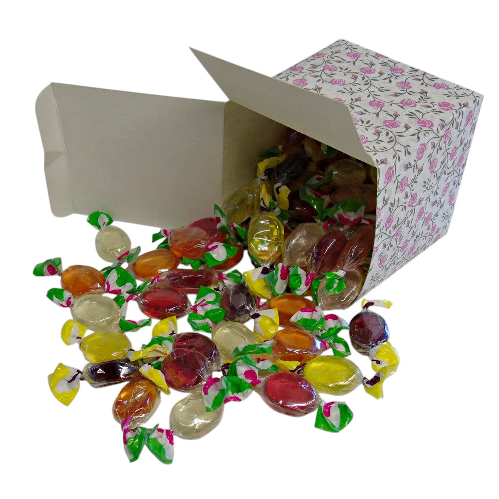 300g Square Flower Pattern Box of Hard Boiled Fruit Drop Sweet