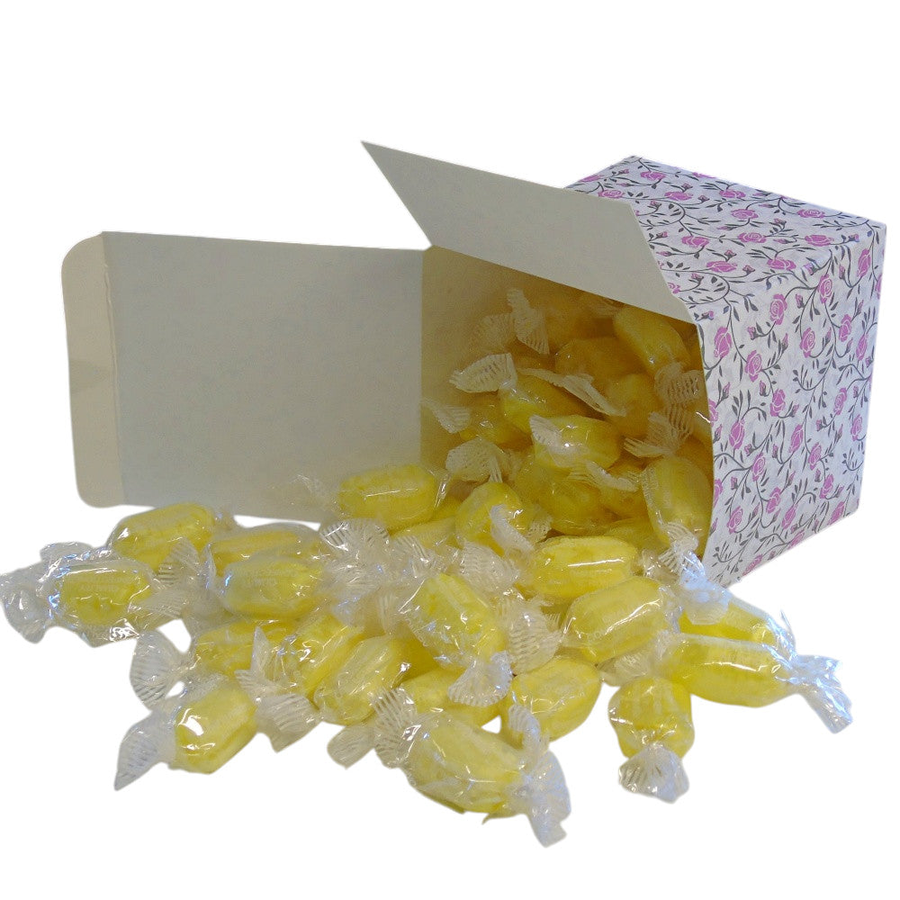 300g Square Flower Pattern Box of Sherbet Lemon Sweets