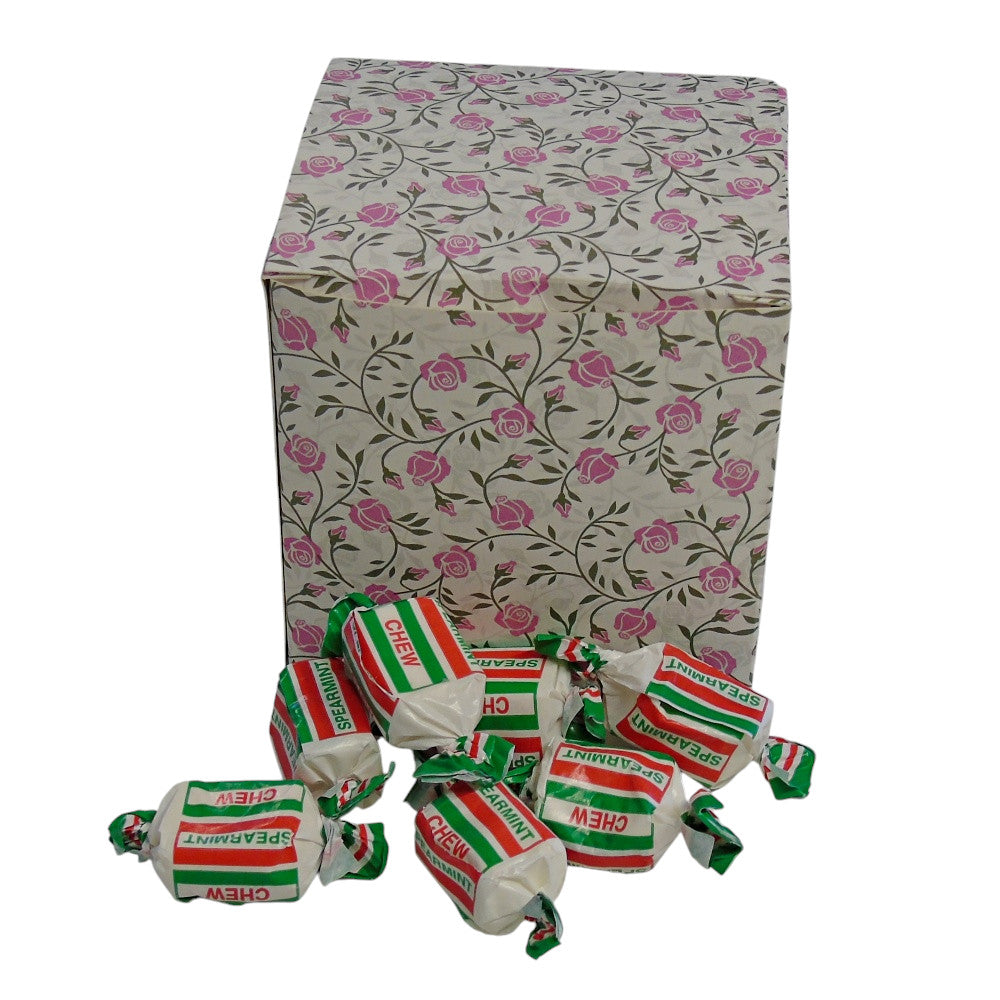 300g Square Flower Pattern Box of Spearmint Chews