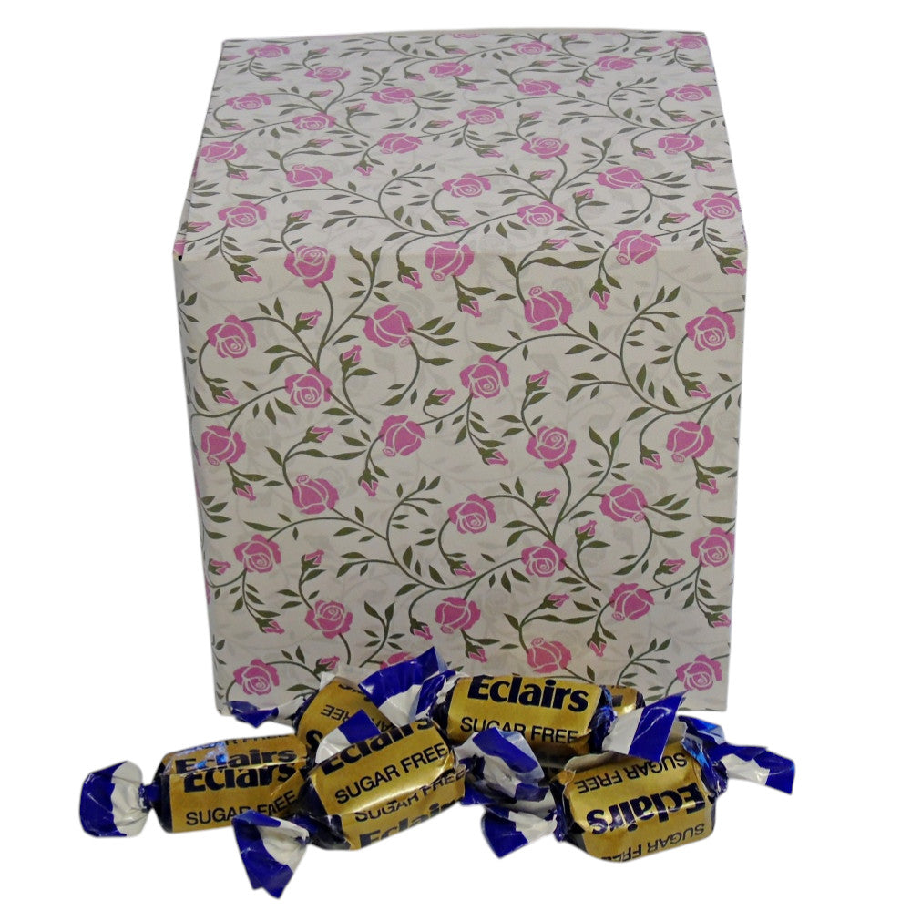 300g Square Flower Pattern Box of Sugar Free Chocolate Eclairs