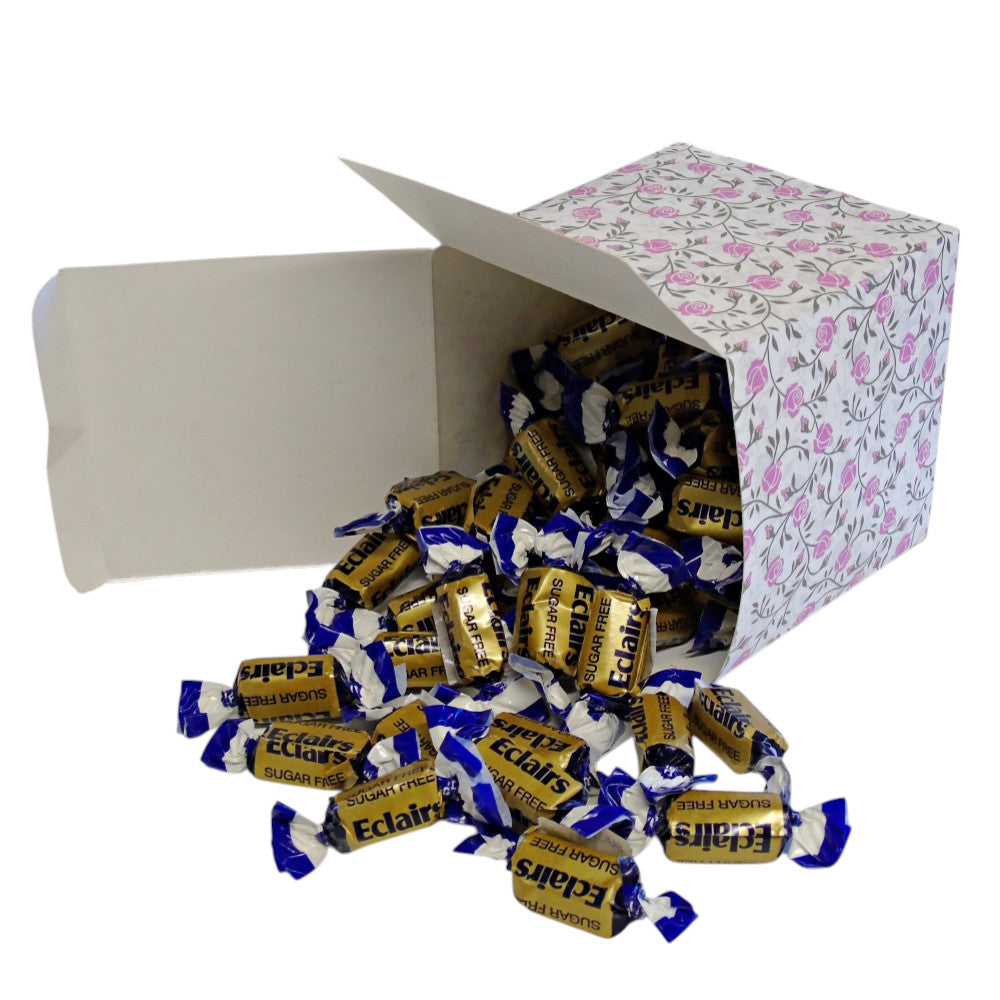 300g Square Flower Pattern Box of Sugar Free Chocolate Eclairs
