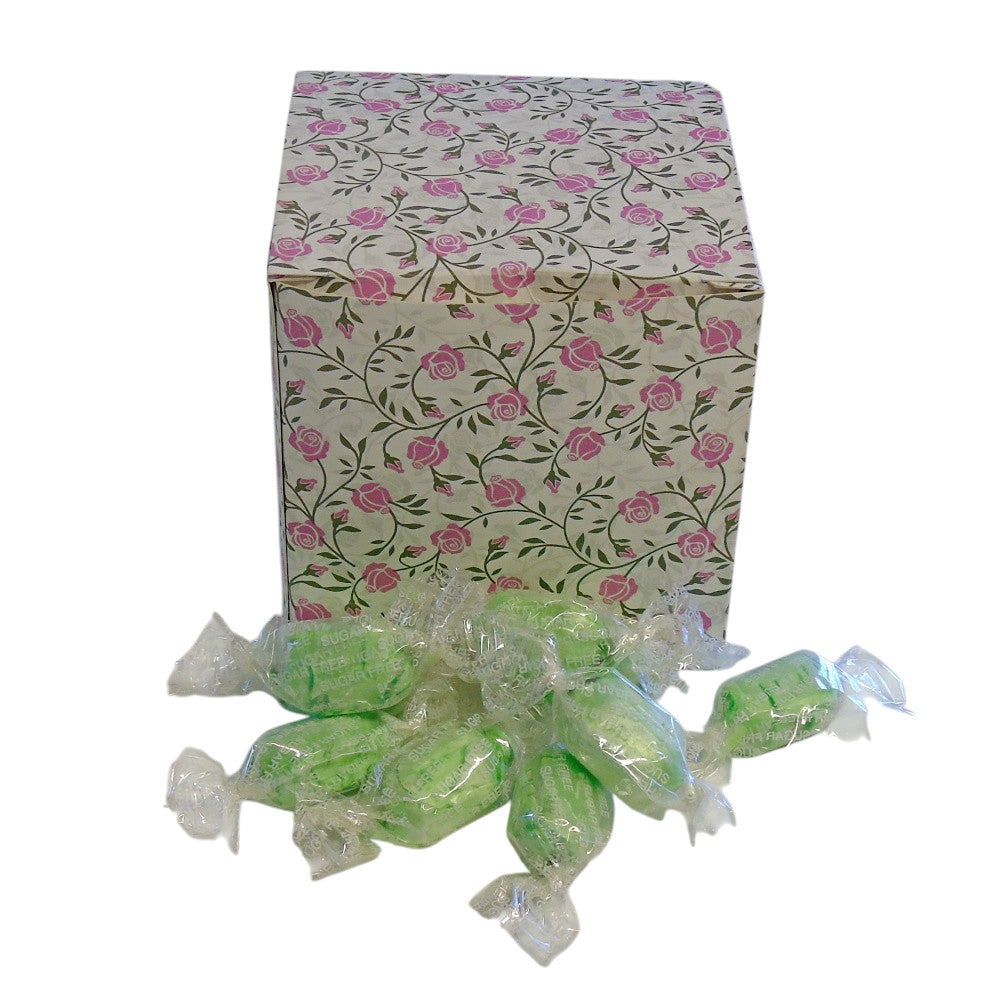 300g Square Flower Pattern Box of Sugar Free Chocolate Limes Sweets