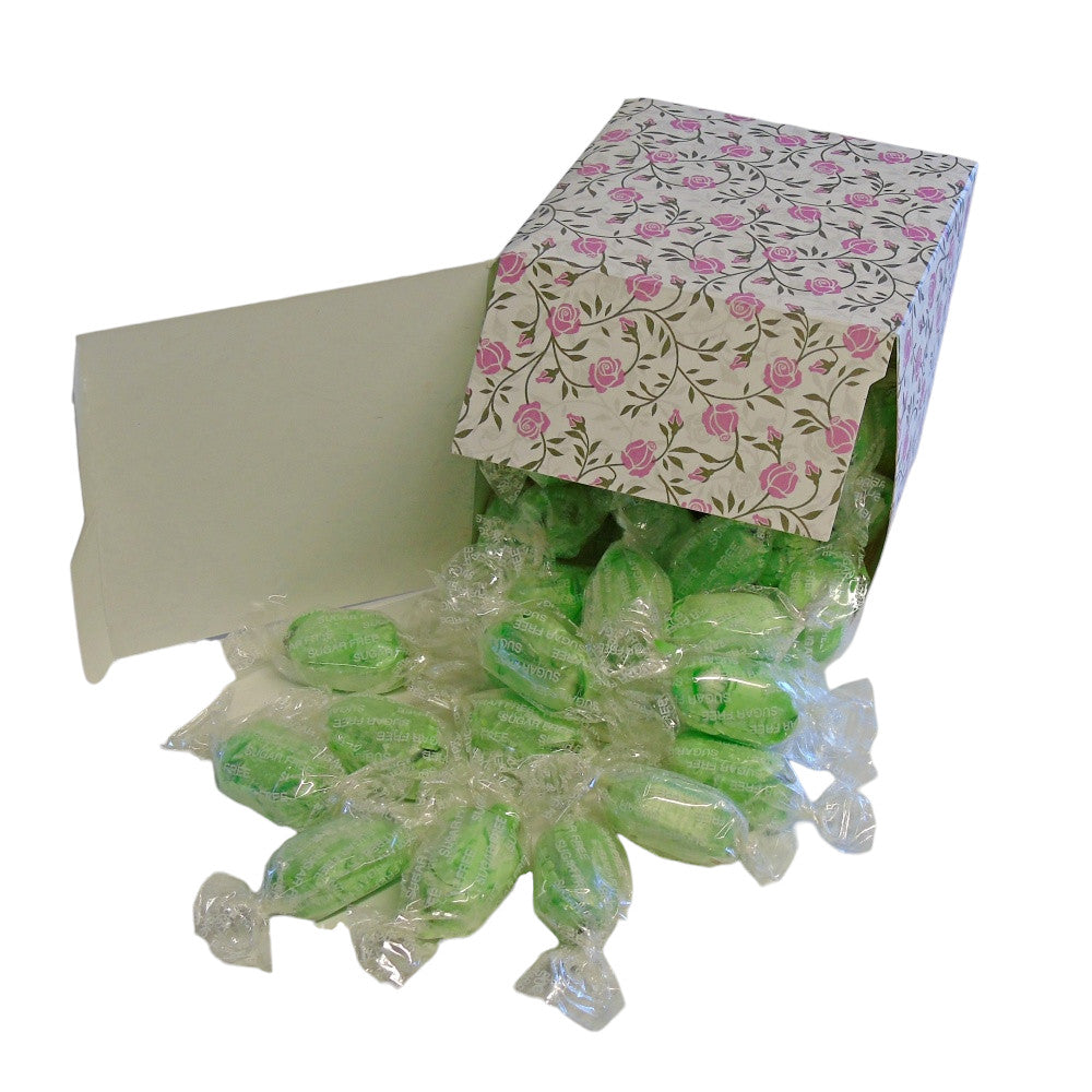 300g Square Flower Pattern Box of Sugar Free Chocolate Limes Sweets