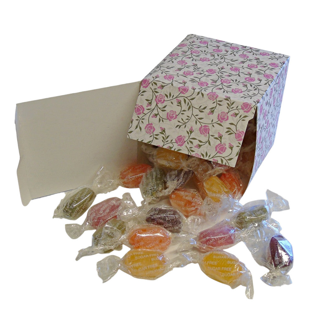 300g Square Flower Pattern Box of Sugar Free Fruit Drops