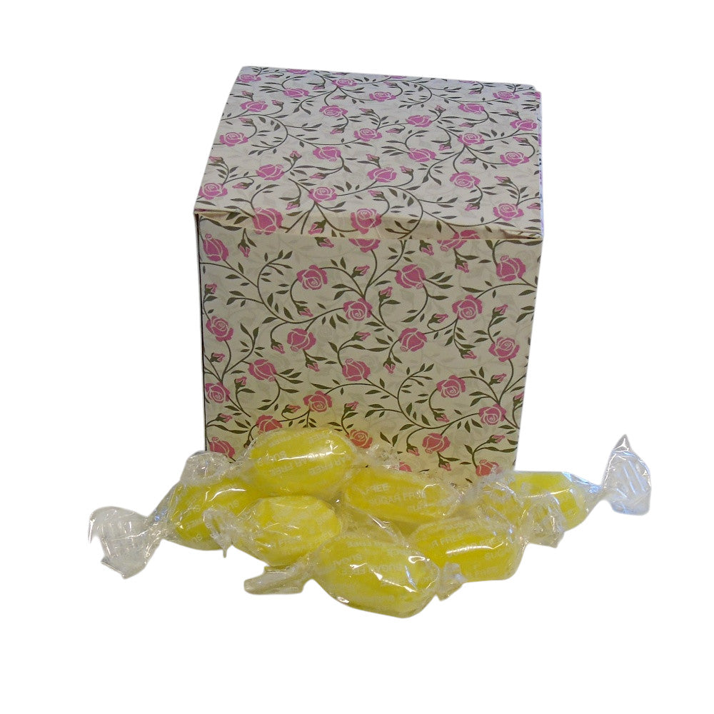 300g Square Flower Pattern Box of Sugar Free Sherbet Lemons