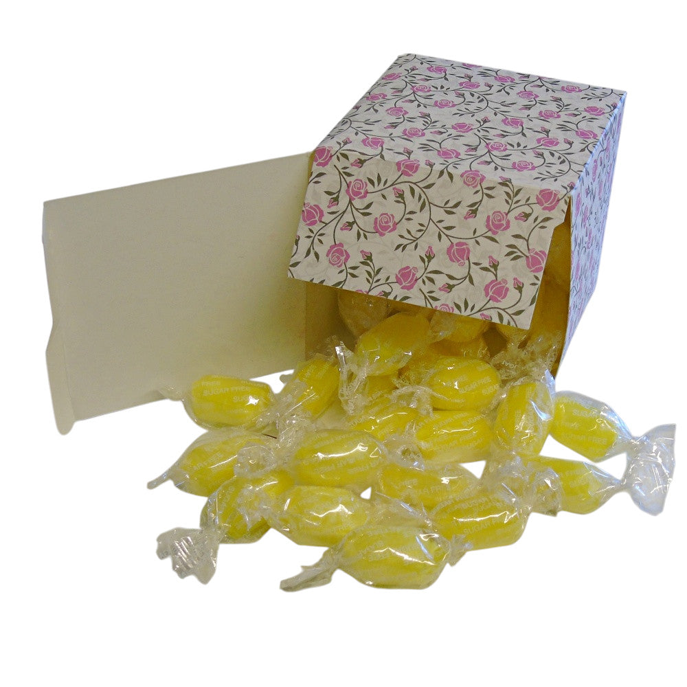 300g Square Flower Pattern Box of Sugar Free Sherbet Lemons