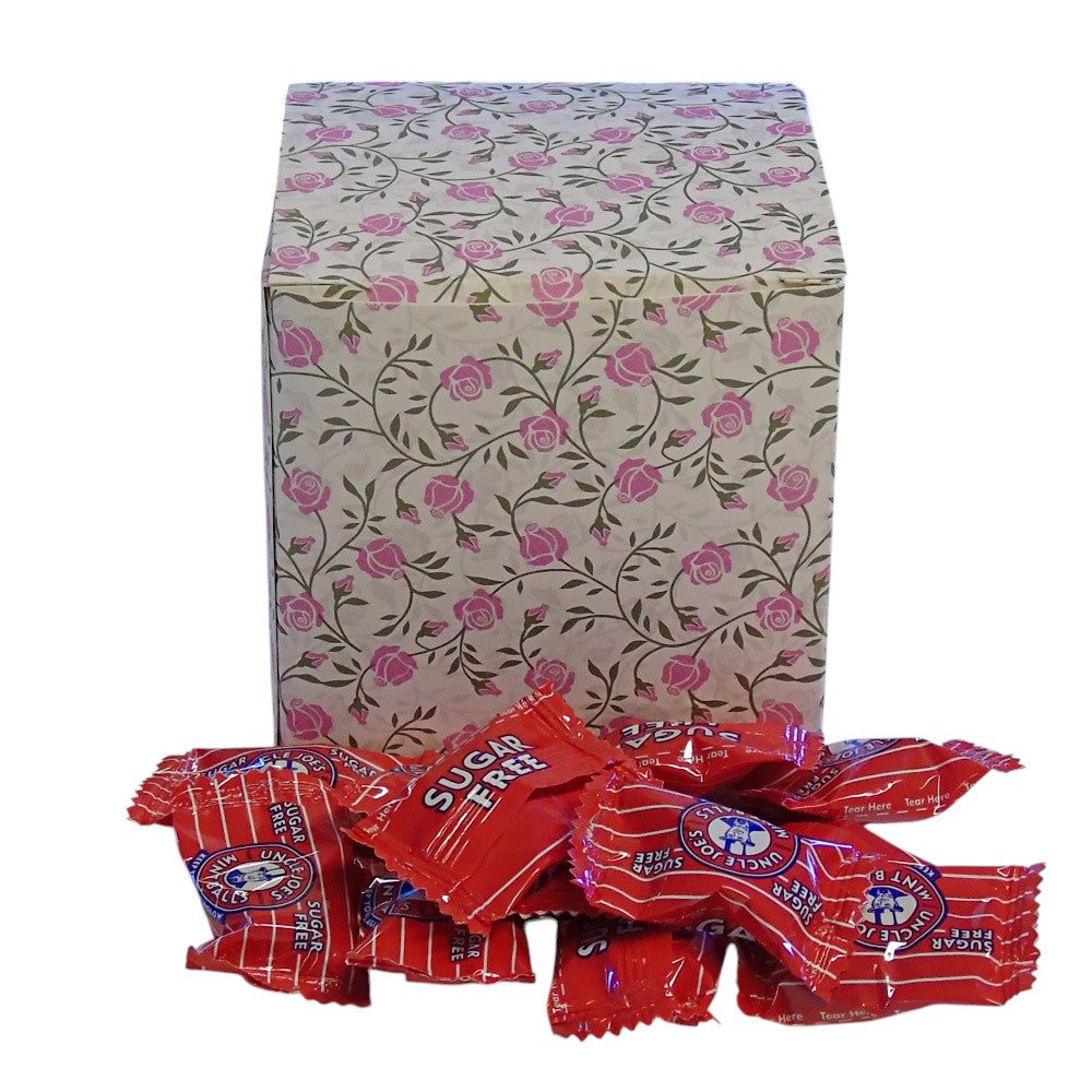 300g Square Flower Pattern Box of Uncle Joes Sugar Free Mints