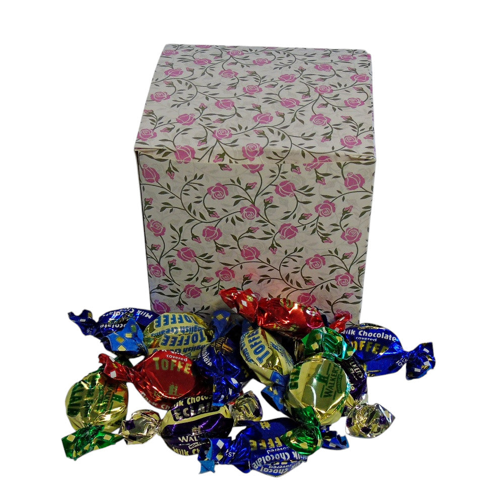 300g Square Flower Pattern Box of Walkers Assorted Toffees