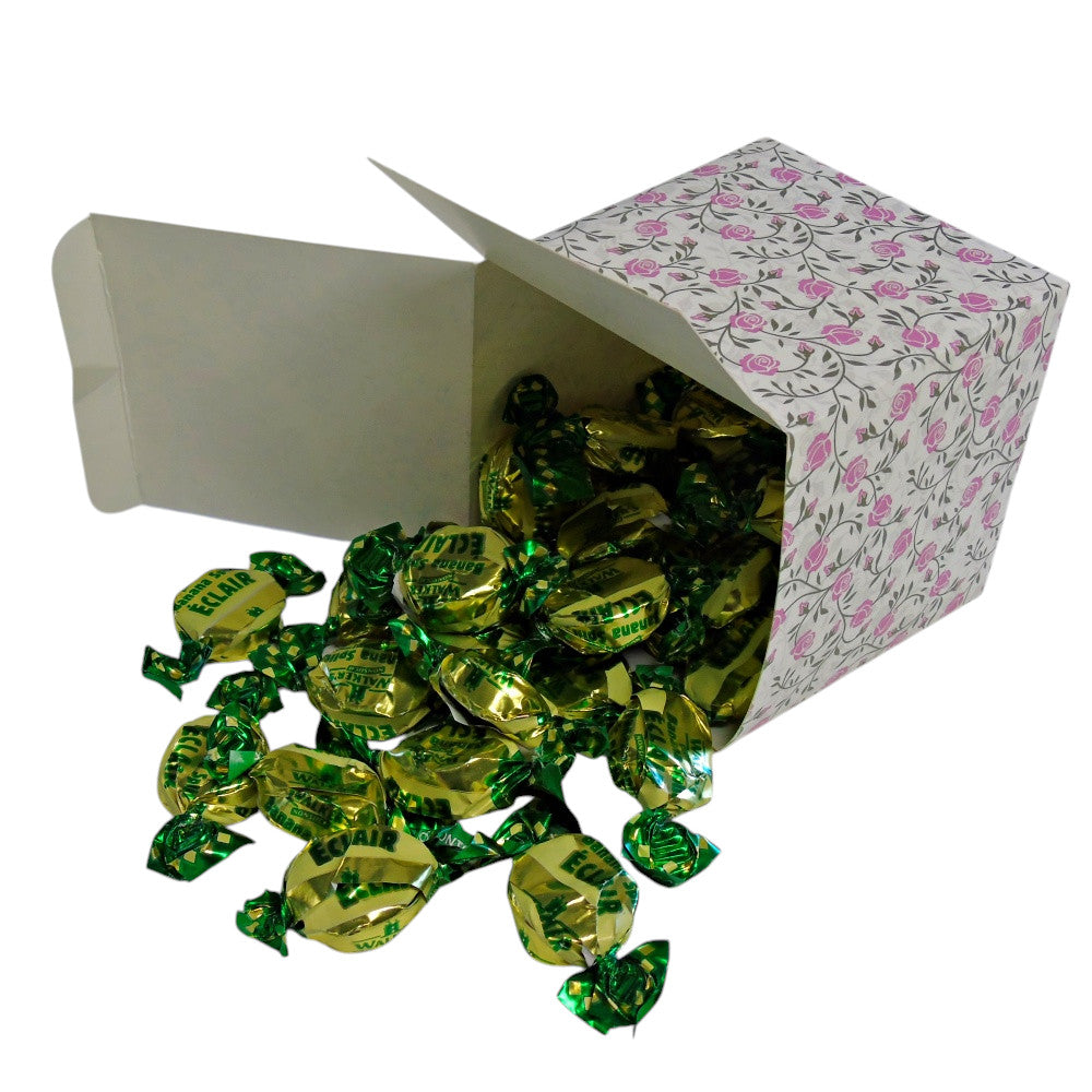 300g Square Flower Pattern Box of Walkers Banana Eclairs Toffee
