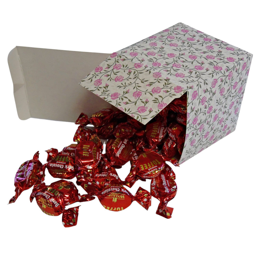 300g Square Flower Pattern Box of Walkers Dark Chocolate Toffee