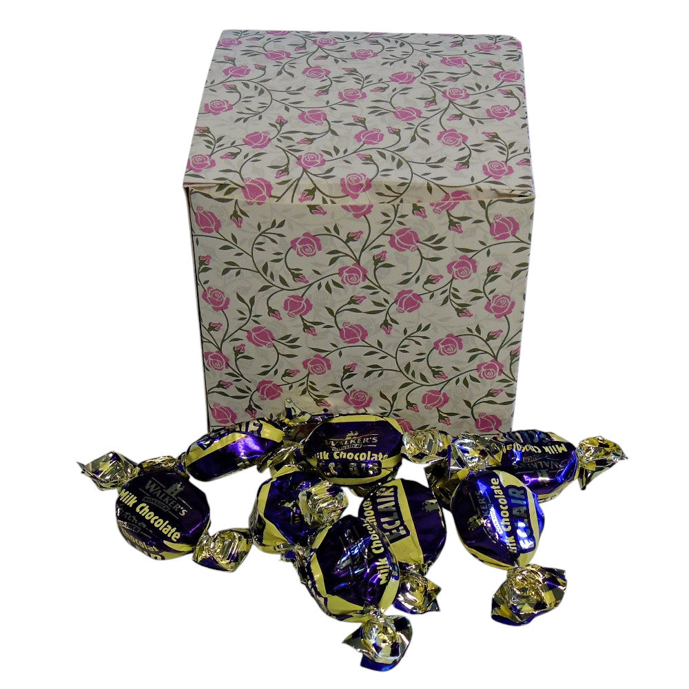 300g Square Flower Pattern Box of Walkers Milk Chocolate Eclairs