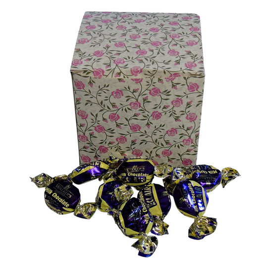 300g Square Flower Pattern Box of Walkers Milk Chocolate Eclairs