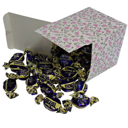 300g Square Flower Pattern Box of Walkers Milk Chocolate Eclairs