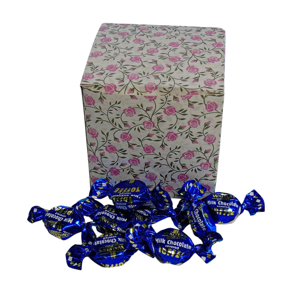 300g Square Flower Pattern Box of Walkers Milk Chocolate Toffee