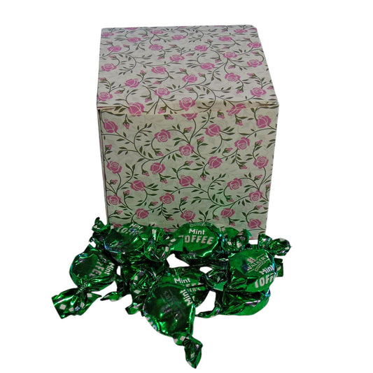 300g Square Flower Pattern Box of Walkers Mint Toffee