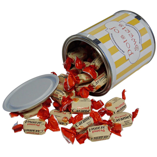 250g Paint Pot Tin of YUMMYs Peanut Caramel Chews