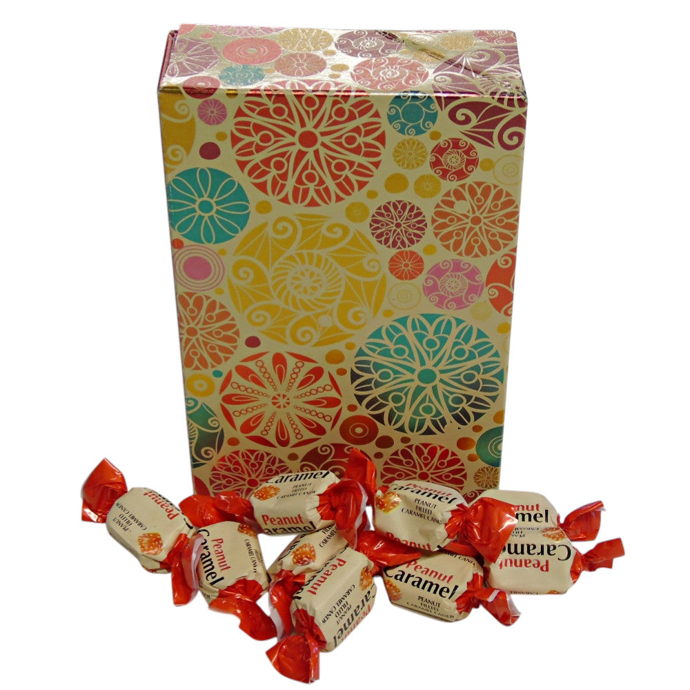 250g Rectangular Patterned Box of YUMMYs Peanut Caramel Chews