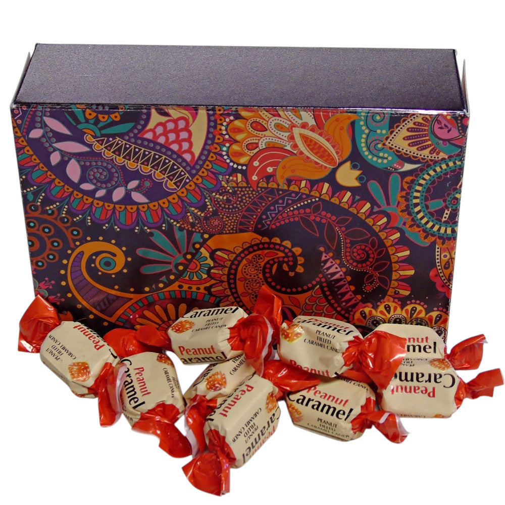 250g Rectangular Patterned Box of YUMMYs Peanut Caramel Chews