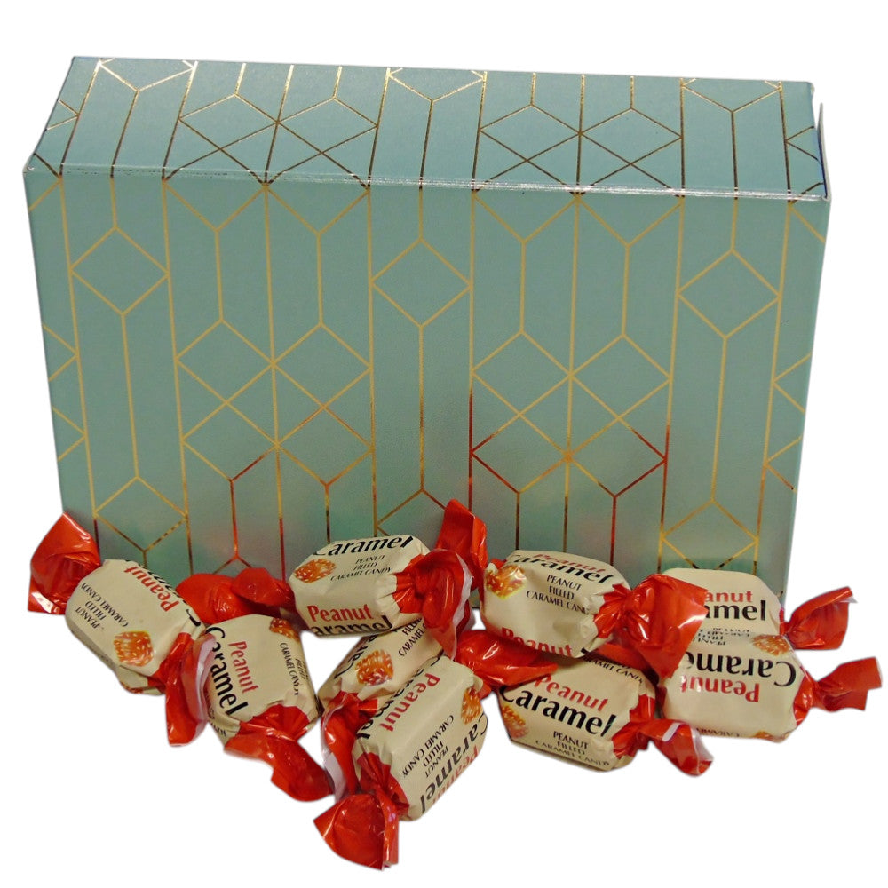 250g Rectangular Patterned Box of YUMMYs Peanut Caramel Chews