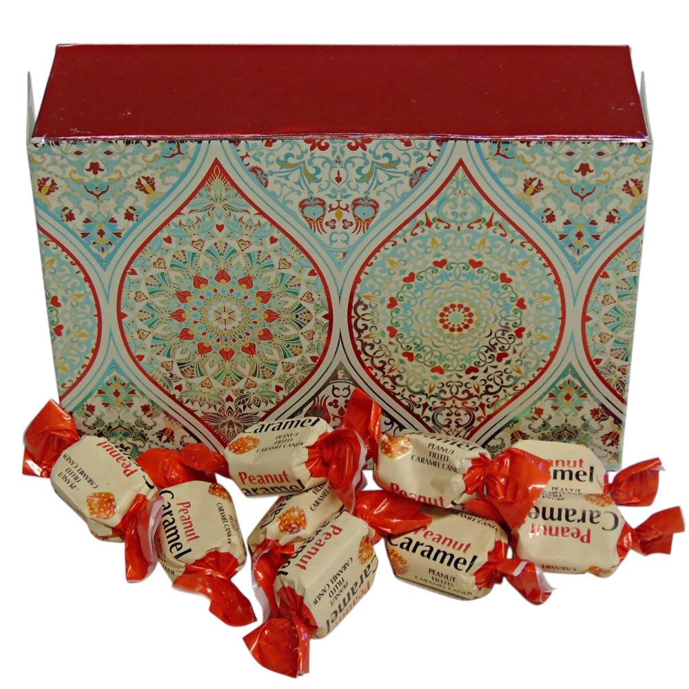 250g Rectangular Patterned Box of YUMMYs Peanut Caramel Chews