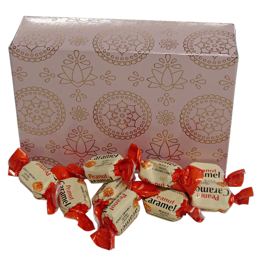 250g Rectangular Patterned Box of YUMMYs Peanut Caramel Chews