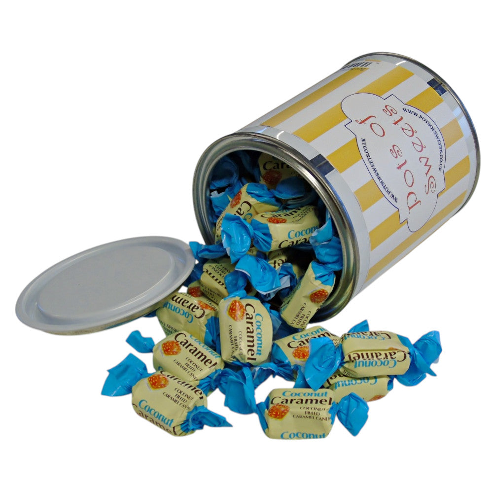 250g Paint Pot Tin of YUMMYs Coconut Caramel Chews