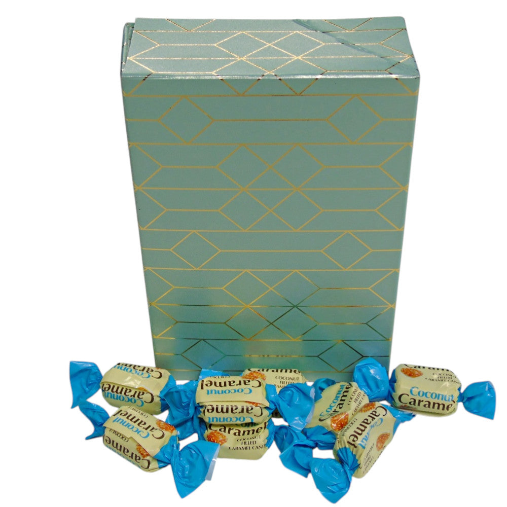 250g Rectangular Patterned Box of YUMMYs Coconut Caramel Chews
