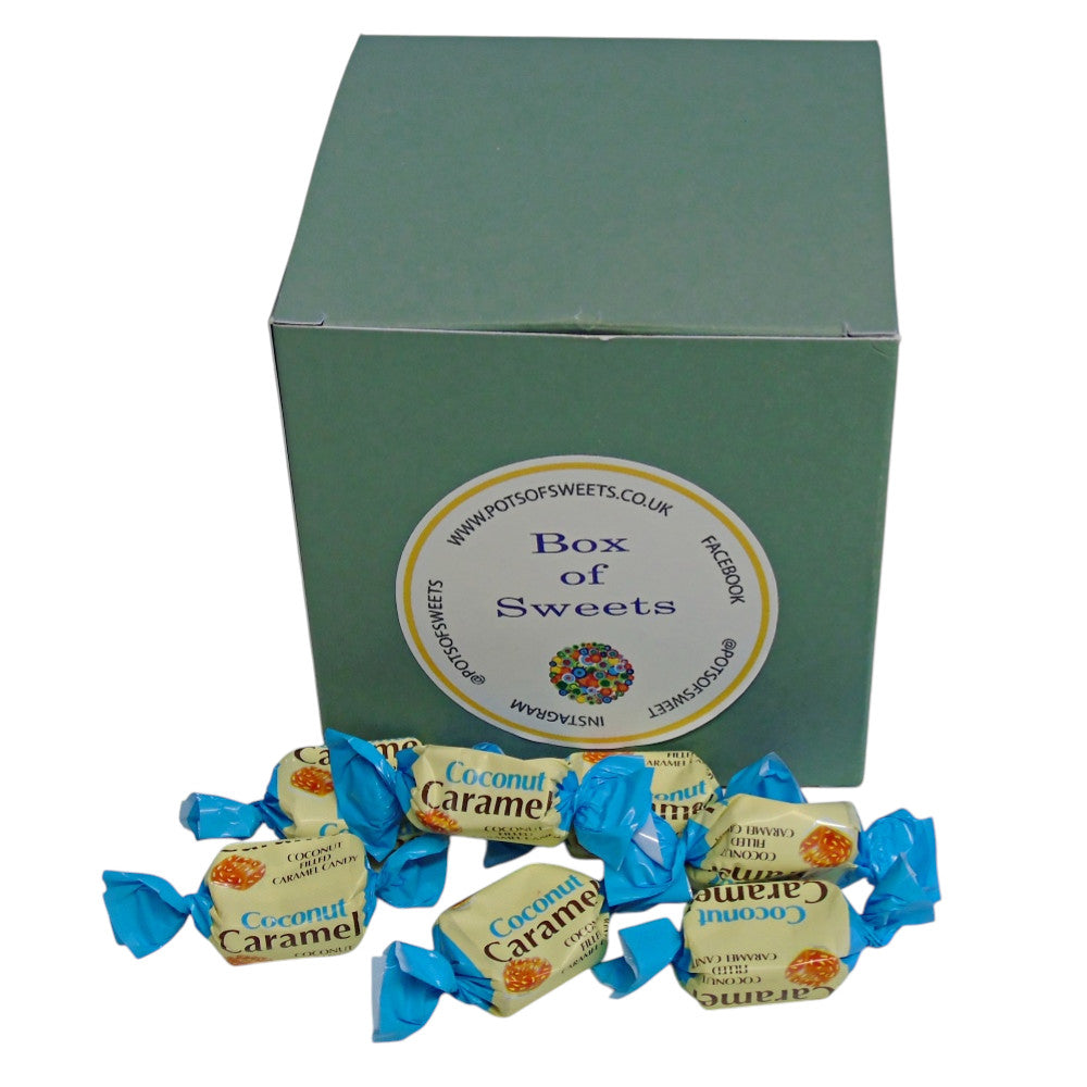 300g Square Coloured Box of YUMMYs Coconut Caramel Chews