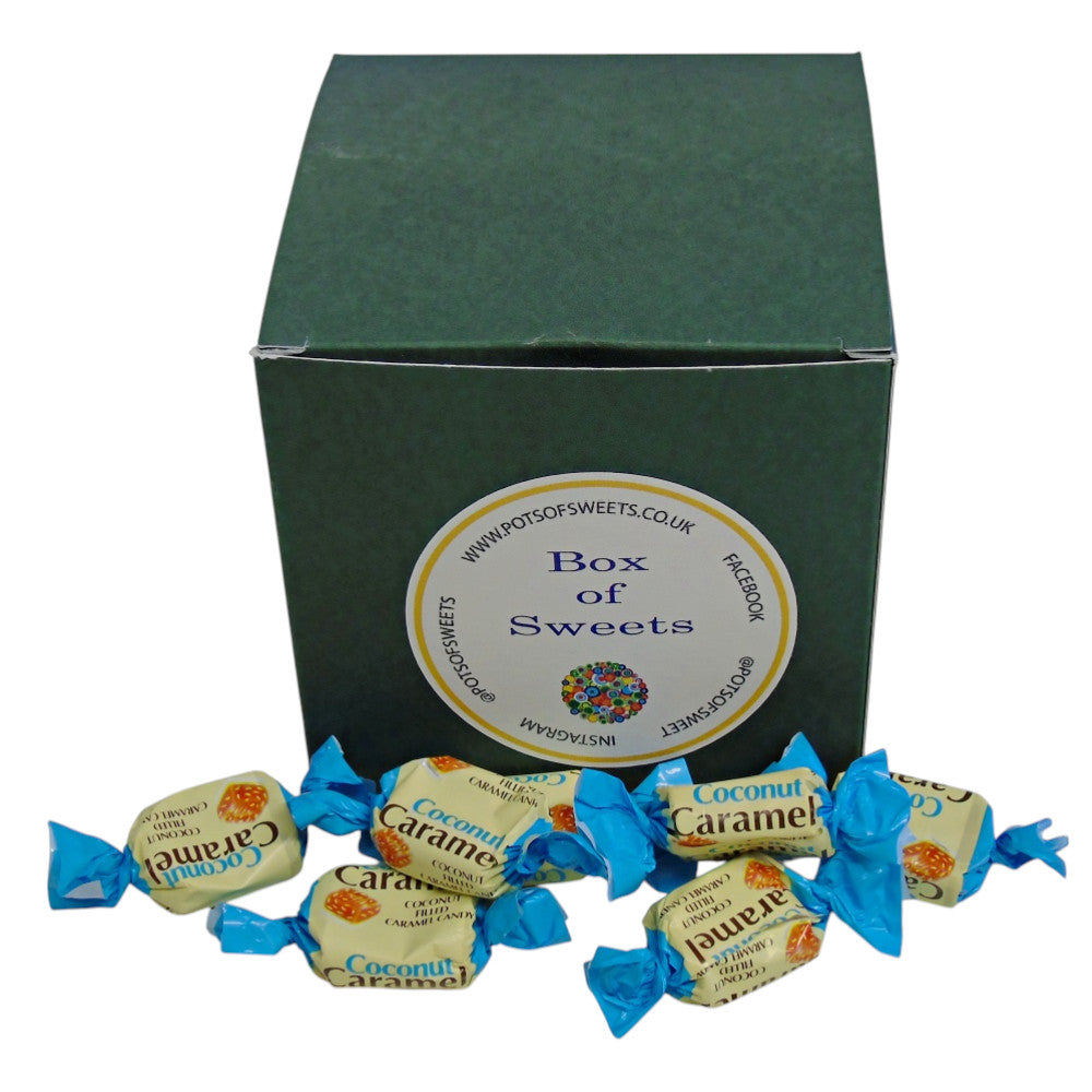 300g Square Coloured Box of YUMMYs Coconut Caramel Chews