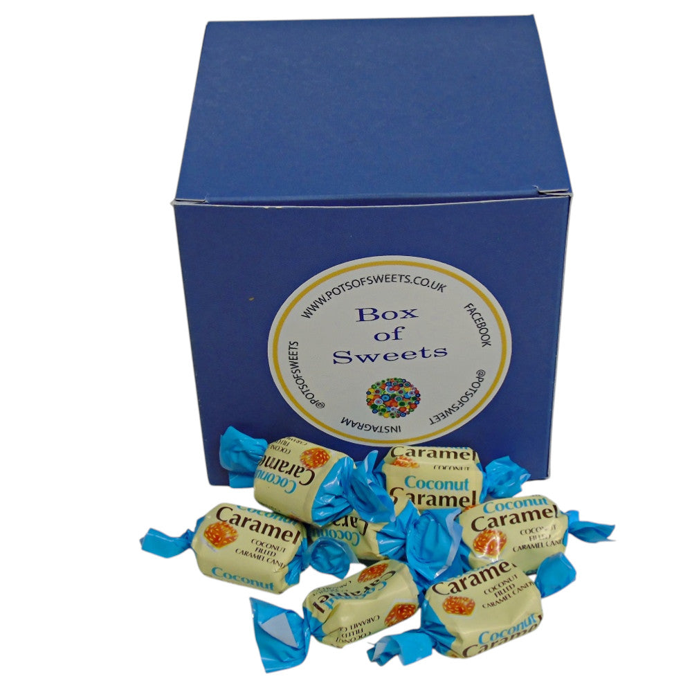 300g Square Coloured Box of YUMMYs Coconut Caramel Chews