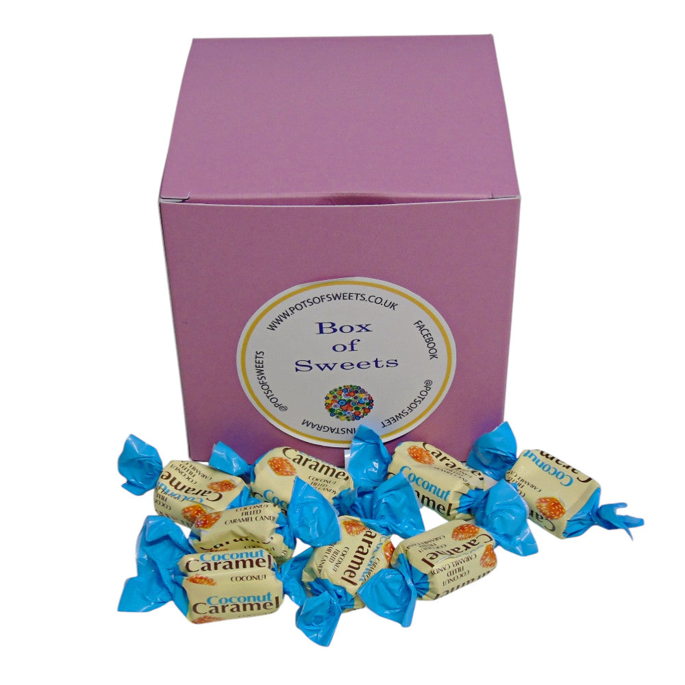300g Square Coloured Box of YUMMYs Coconut Caramel Chews