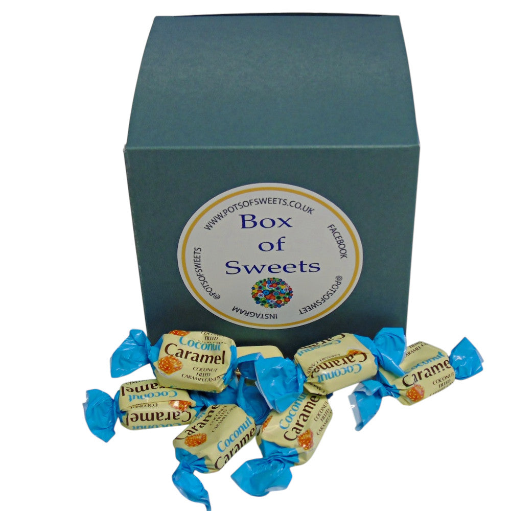 300g Square Coloured Box of YUMMYs Coconut Caramel Chews