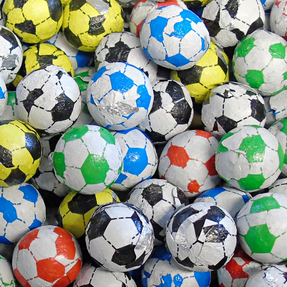 300g Tin Tie Bag of Individually Wrapped Chocolate Flavoured Footballs