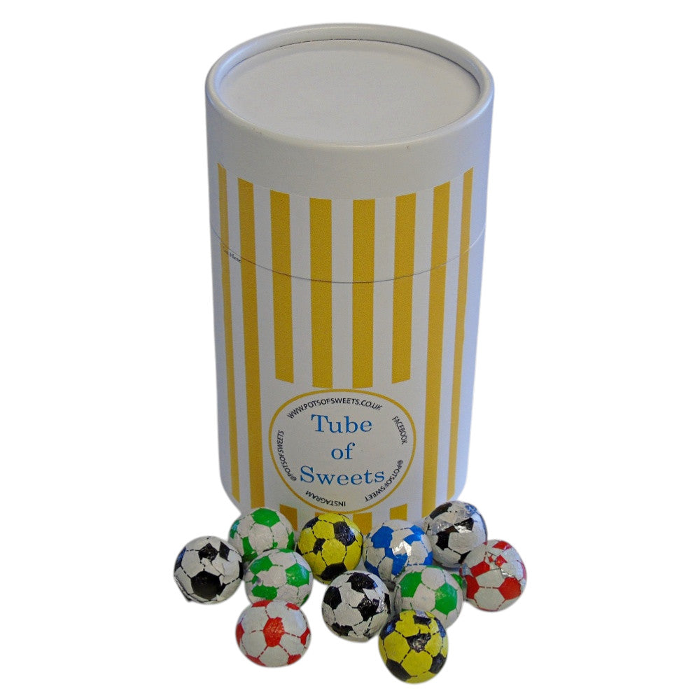200g Tube of Individually Wrapped Chocolate Flavoured Footballs