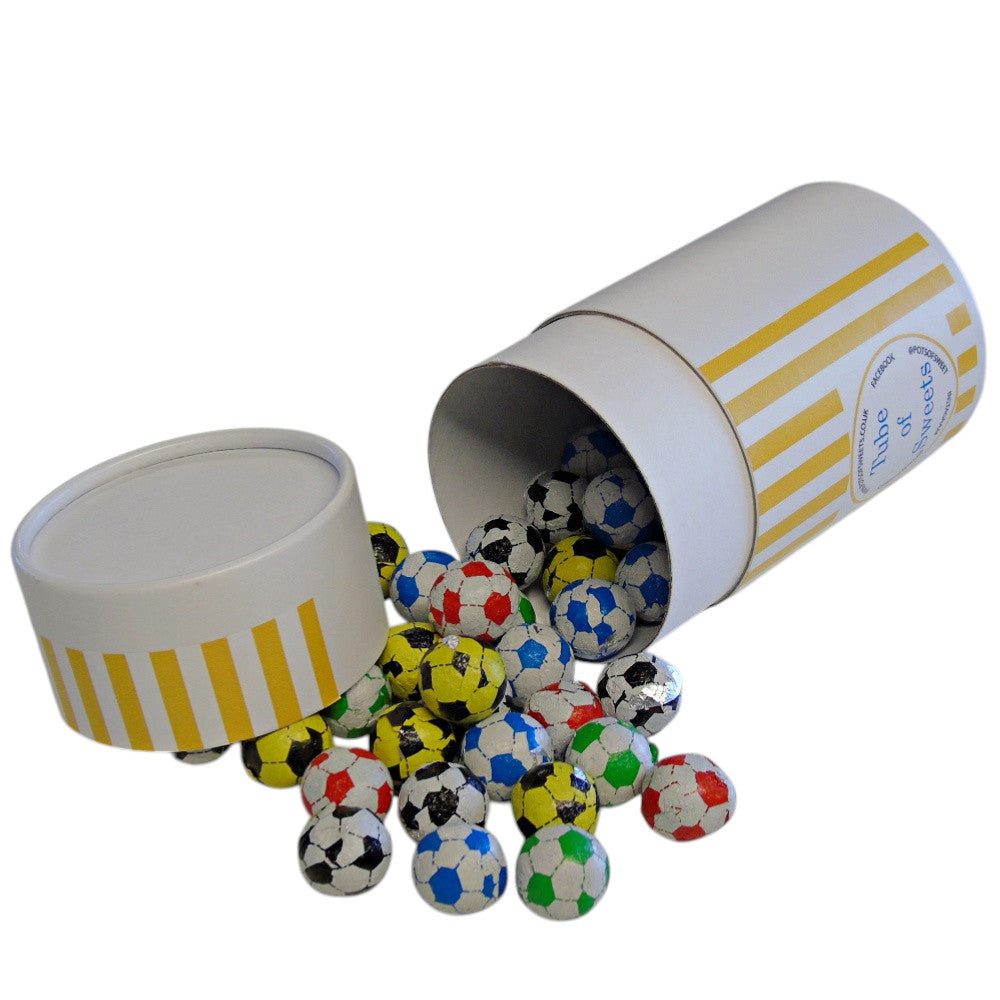 200g Tube of Individually Wrapped Chocolate Flavoured Footballs
