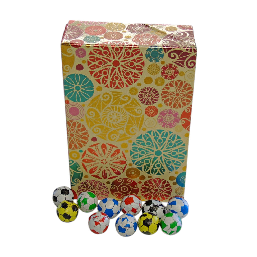 250g Rectangular Patterned Box of Individually Wrapped Chocolate Flavoured Footballs