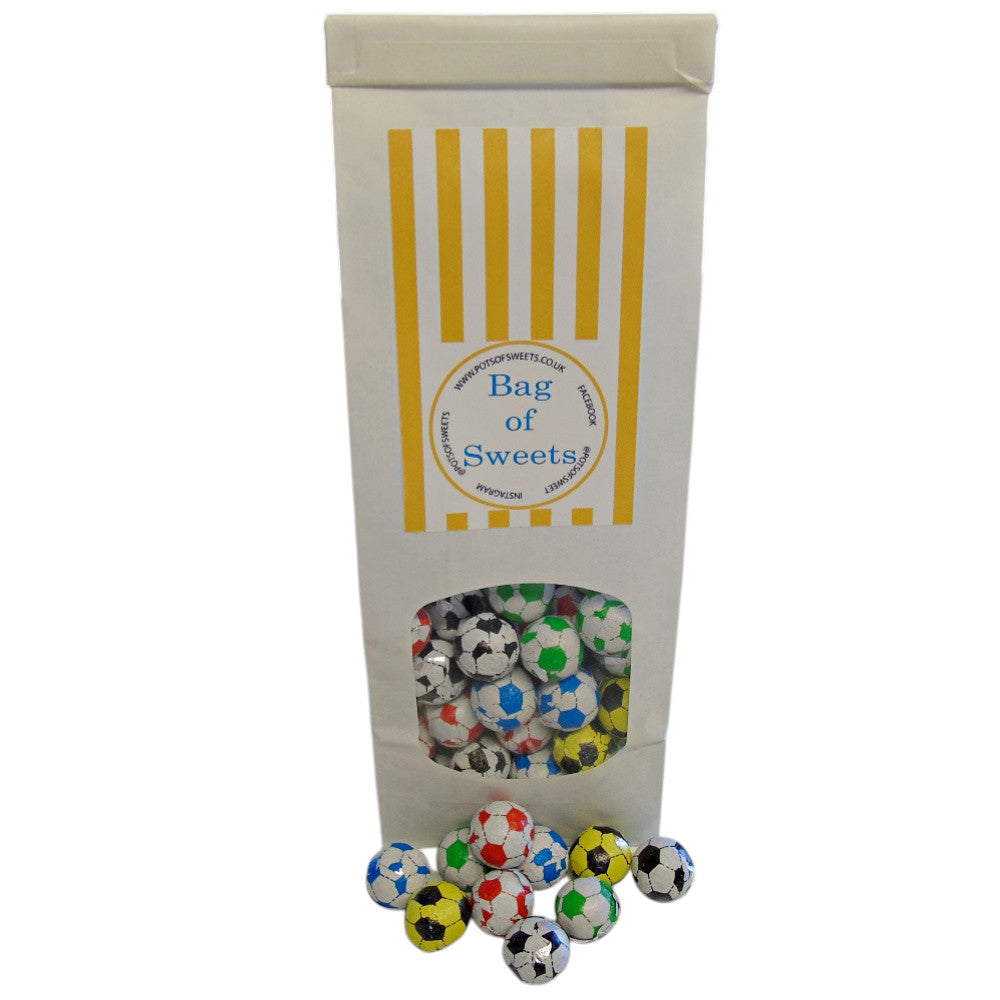 300g Tin Tie Bag of Individually Wrapped Chocolate Flavoured Footballs