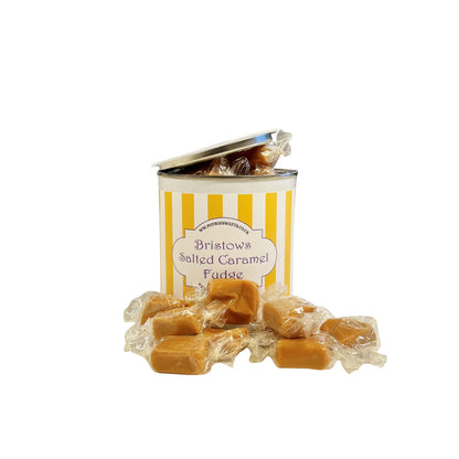 250g Paint Pot Tin of Bristows Salted Caramel Fudge