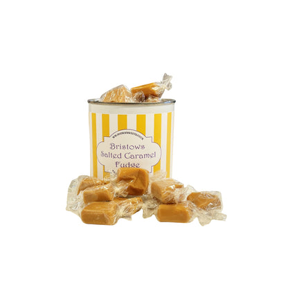 250g Paint Pot Tin of Bristows Salted Caramel Fudge