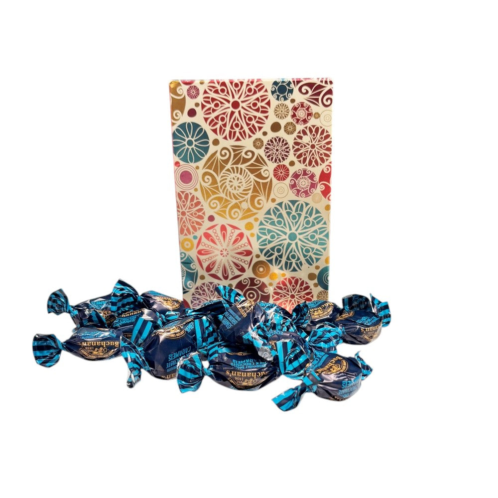 250g Rectangular Patterned Box of Buchanans Milk Chocolate Caramel Toffees